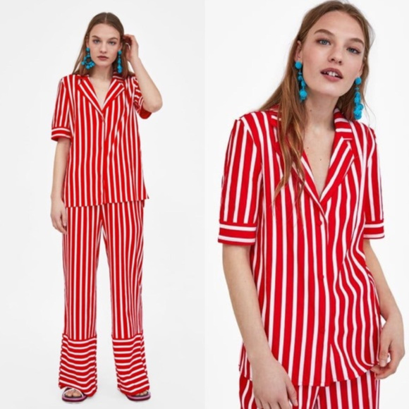 Zara Tops - Zara Red and White Stripe Blouse